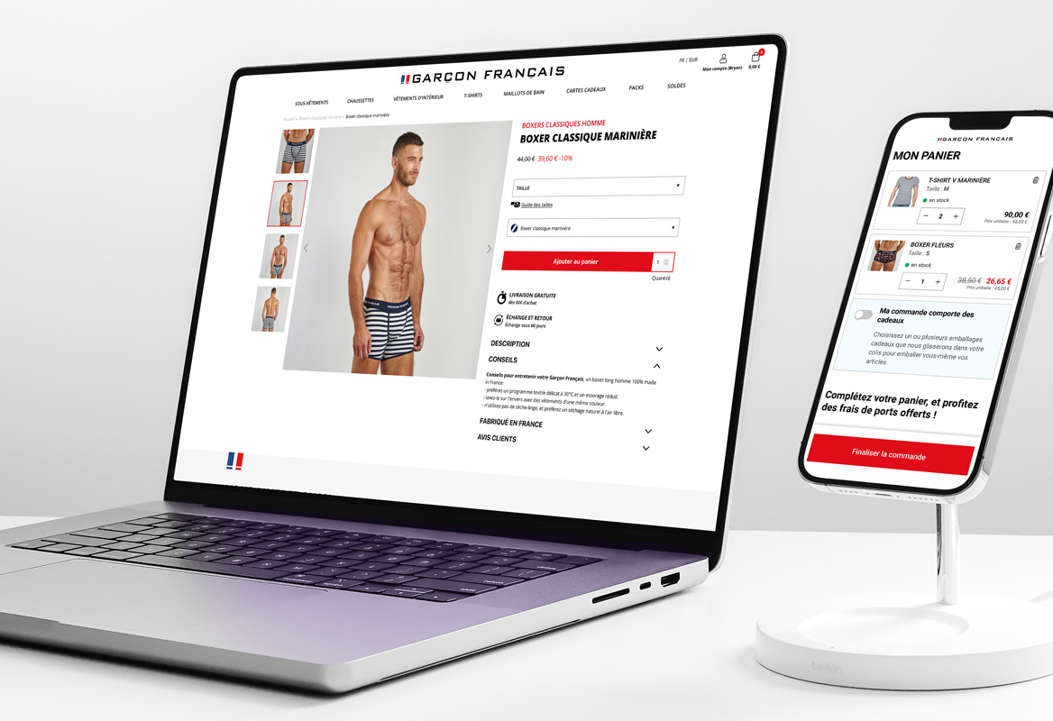 Aperçu du site web de Garçon Français sur PC et smartphone